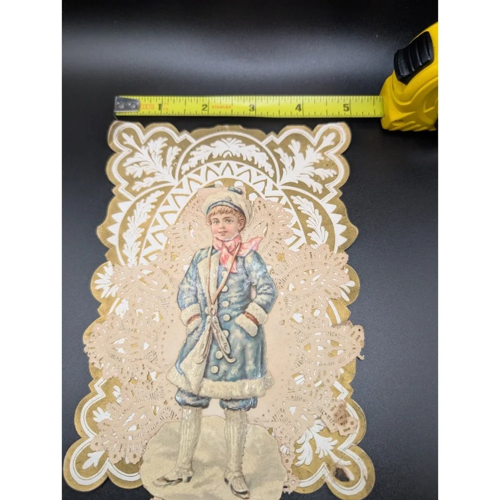 4 Antique European Ornate 3D 1800's‎ Valentines Cards